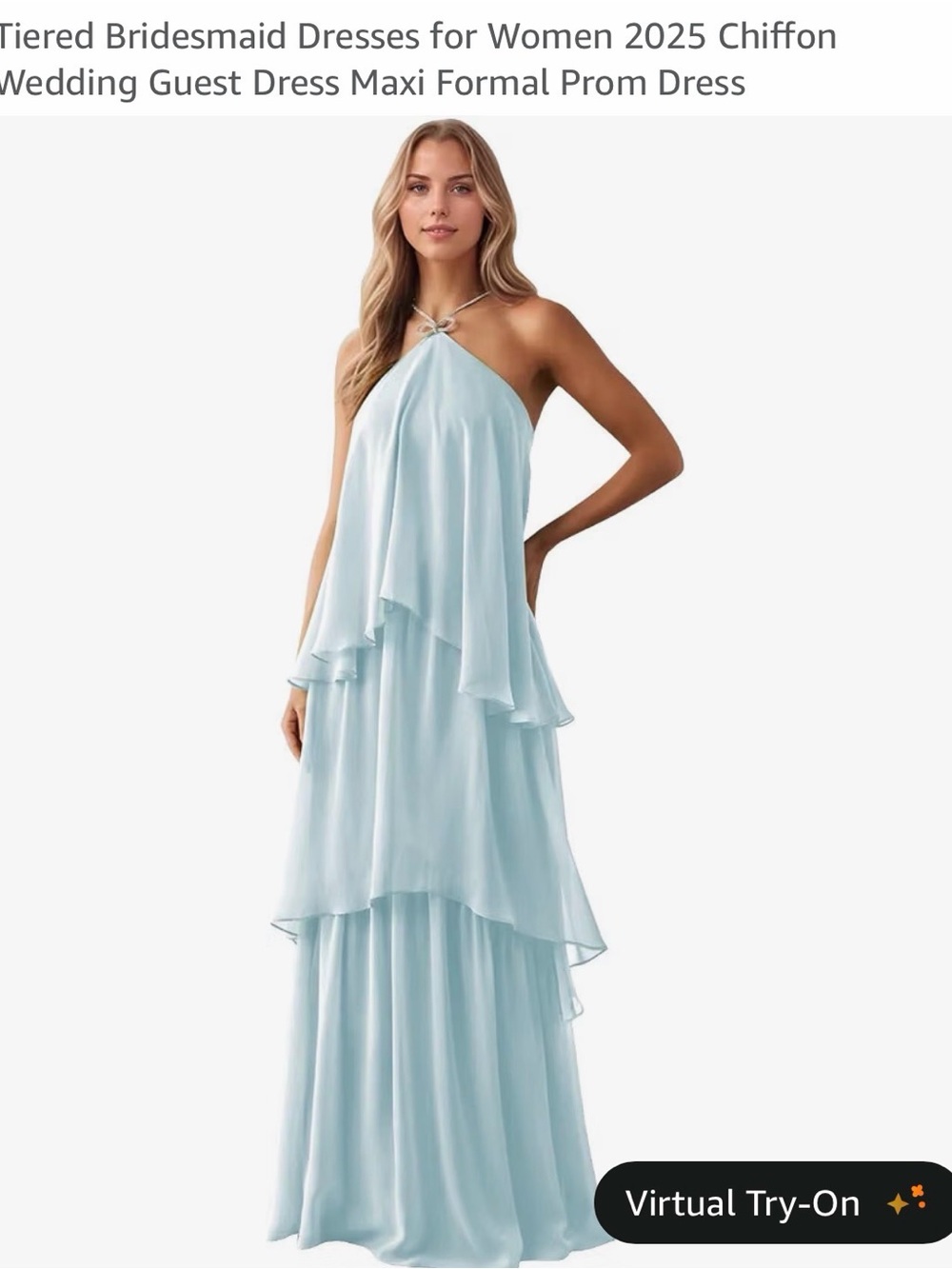Women’s Tiered Chiffon Maxi Dress - Light Blue